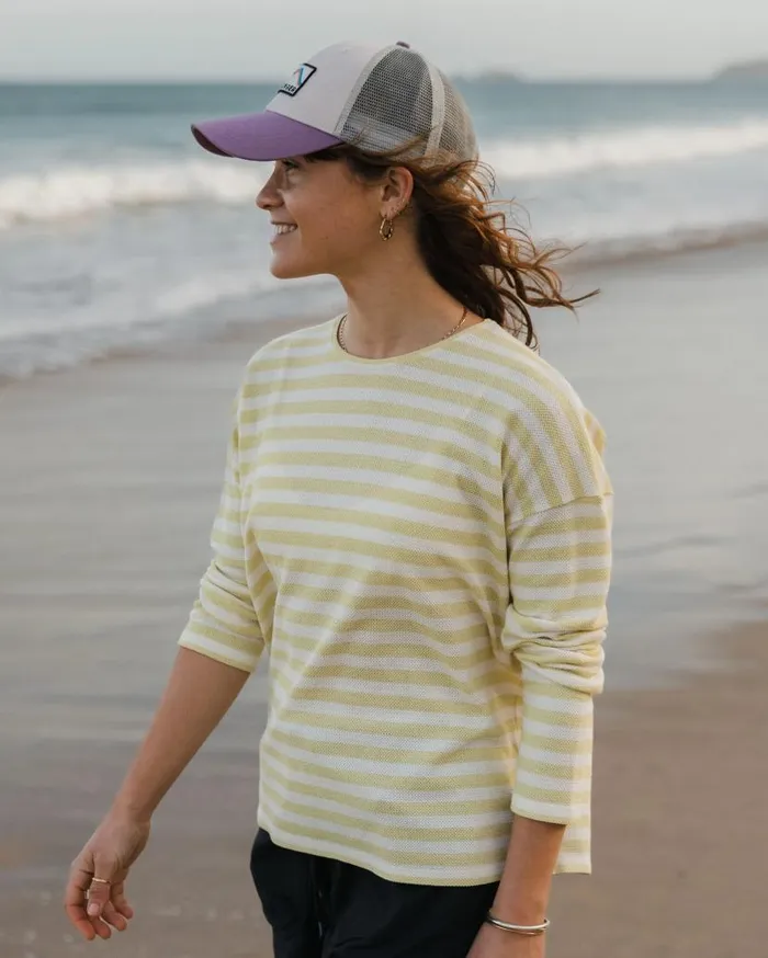 Women Tops Passenger Panorama Striped LS TShirt Lime Stripe Lime Stripe