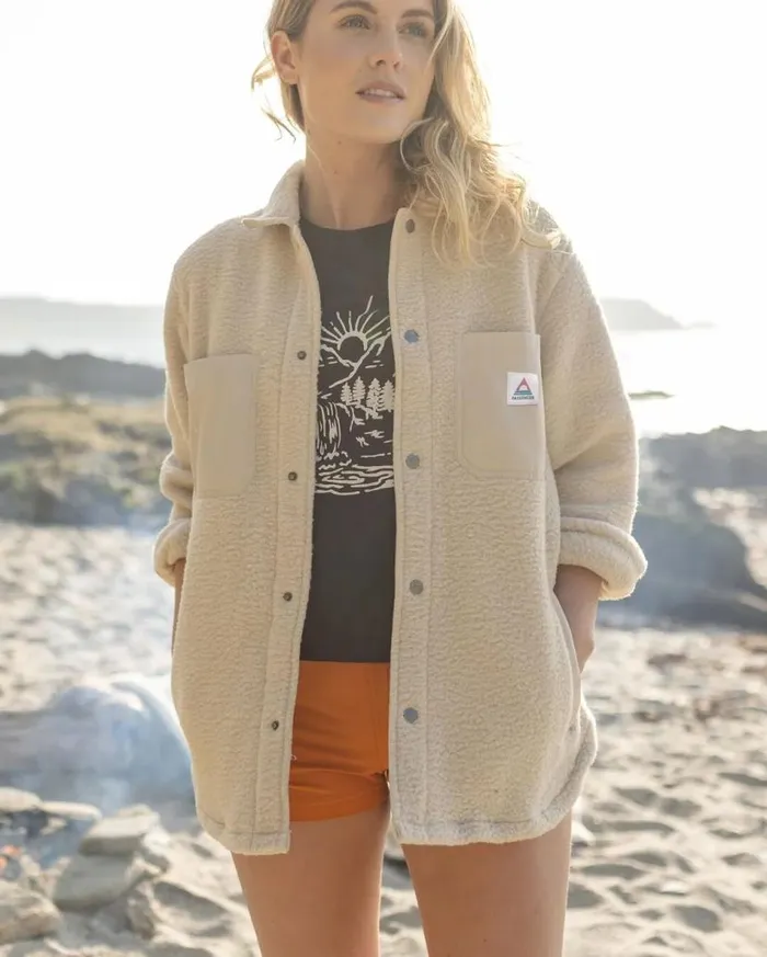 Women Tops Passenger Rappel Recycled Sherpa Oversized Shirt Oatmeal Oatmeal