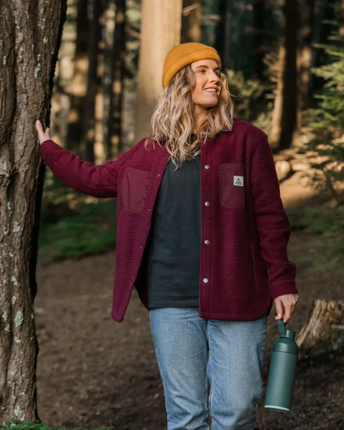 Women Tops Passenger Rappel Recycled Sherpa Oversized Shirt Wine Wine