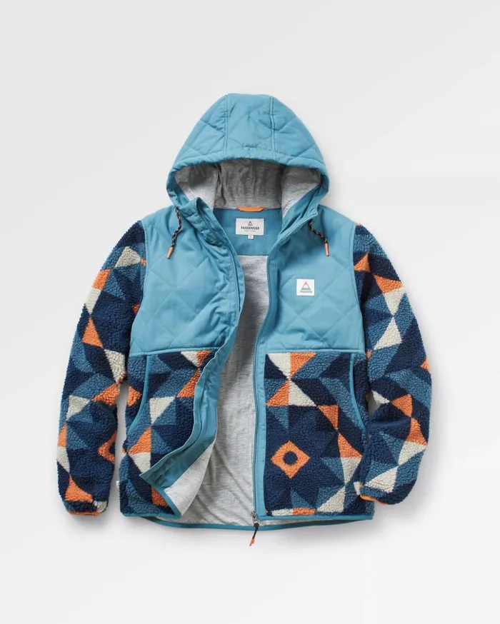 Women Tops Passenger Sefton Recycled DeepPile Sherpa Full Zip Fleece Homespun Dark Denim Homespun Dark Denim