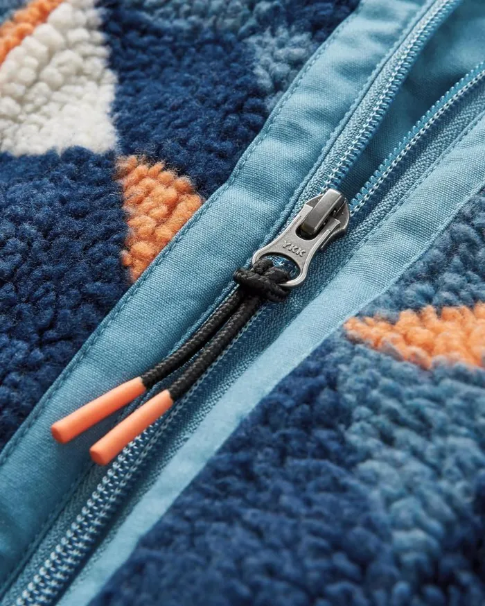 Women Tops Passenger Sefton Recycled DeepPile Sherpa Full Zip Fleece Homespun Dark Denim Homespun Dark Denim