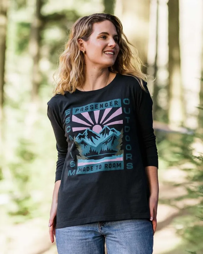 Women Tops Passenger Solitude Recycled Cotton Oversized LS TShirt Black Black