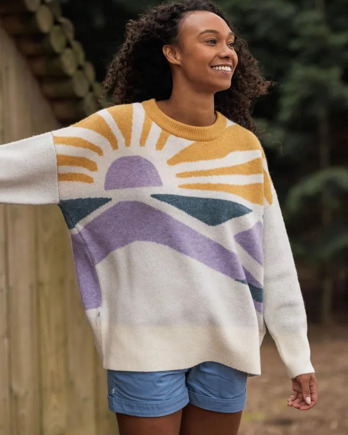 Women Tops Passenger Sunsets Recycled Oversized Knitted Jumper Marshmallow Marshmallow