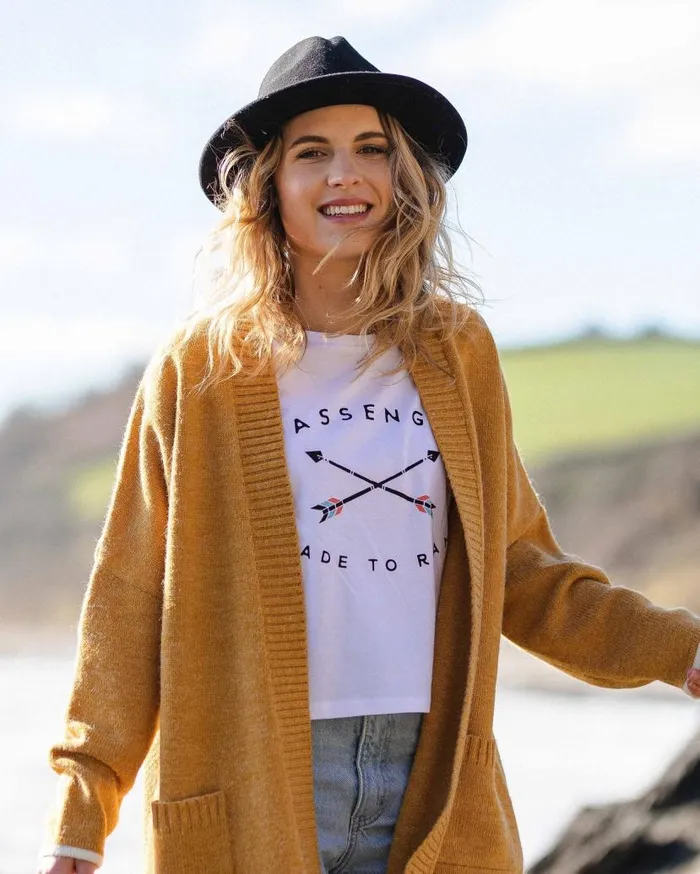 Women Tops Passenger West Coast Recycled Knitted Cardigan Sunset Yellow Marl Sunset Yellow Marl