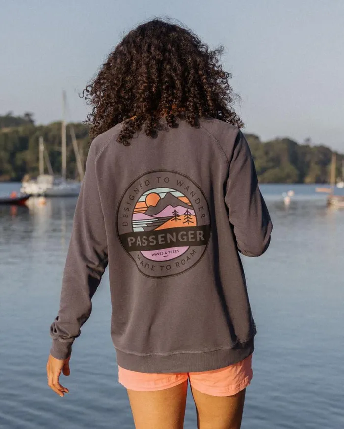 Women Tops Passenger Wilds Recycled Cotton Oversized Sweatshirt Charcoal Charcoal