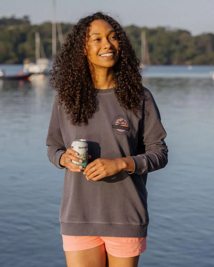 Women Tops Passenger Wilds Recycled Cotton Oversized Sweatshirt Charcoal Charcoal