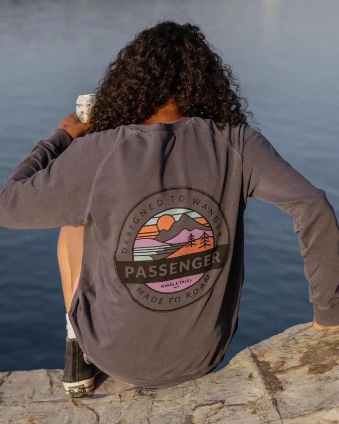Women Tops Passenger Wilds Recycled Cotton Oversized Sweatshirt Charcoal Charcoal