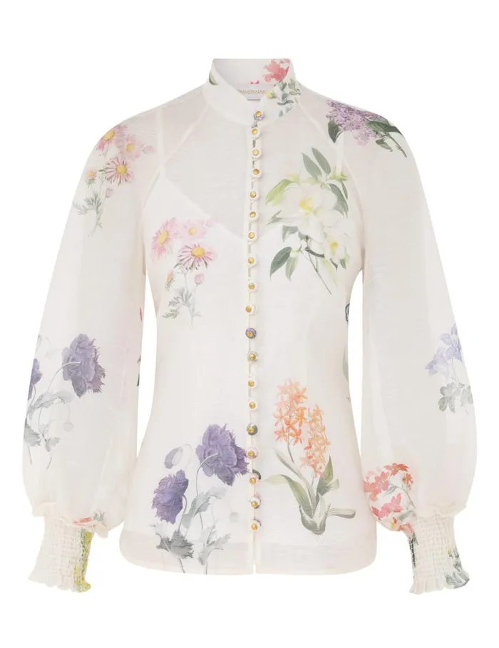 Women Tops Zimmermann Natura Blouse Multi Botanical Ivory