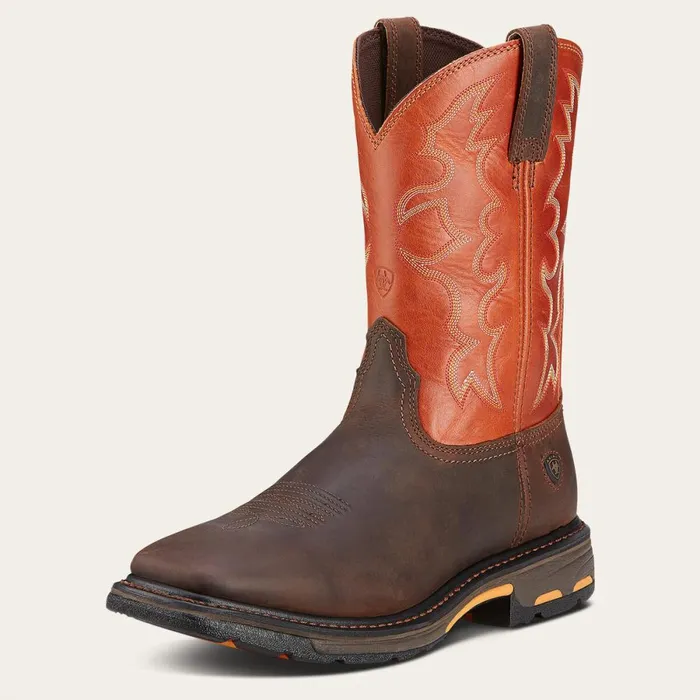 WorkHog Wide Square Toe Work Boot Dark Earth Men Ariat Work Boots
