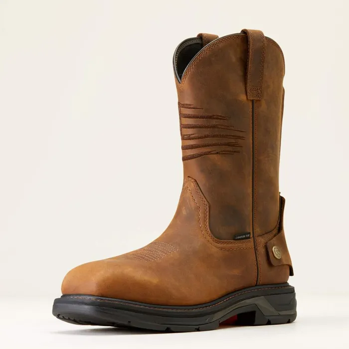 WorkHog XT Patriot EZ Zip Carbon Toe Work Boot Distressed Brown Men Ariat Work Boots