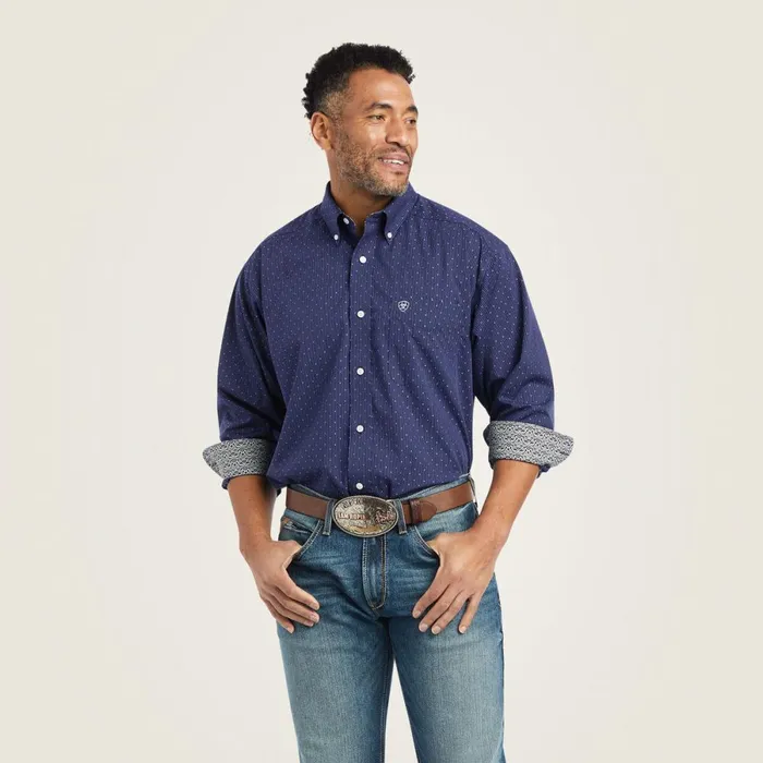 Wrinkle Free Izik Classic Fit Shirt Midnight Sail Men Ariat Button Down Shirts