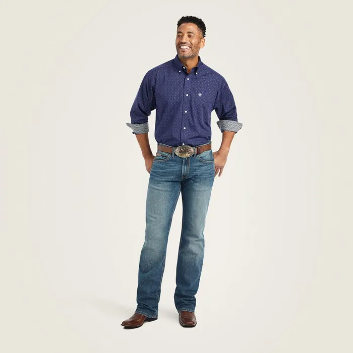 Wrinkle Free Izik Classic Fit Shirt Midnight Sail Men Ariat Button Down Shirts Wrinkle Free Izik Classic Fit Shirt Midnight Sail Men Ariat Button Down Shirts