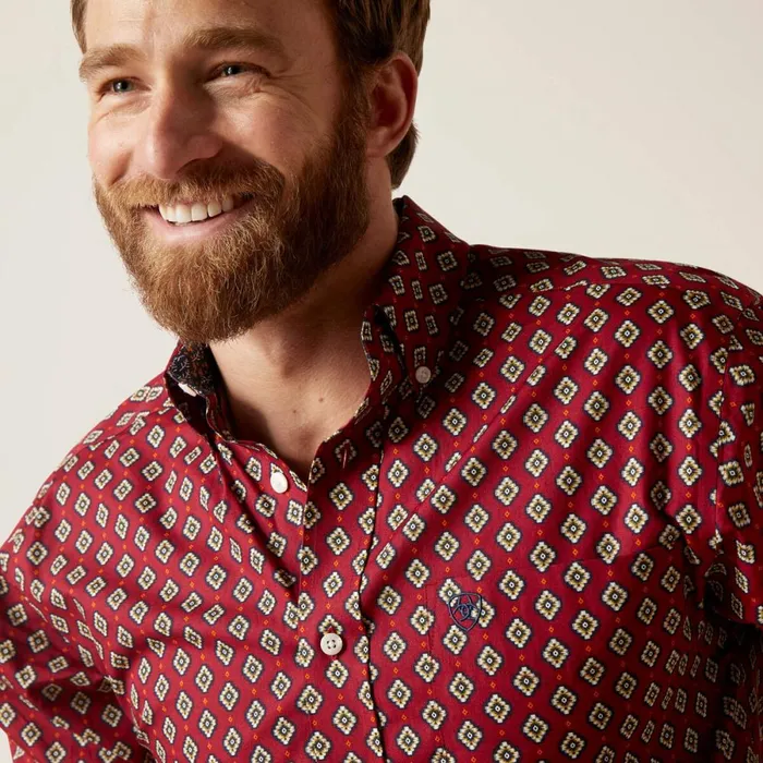 Wrinkle Free Kyler Fitted Shirt Biking Red Men Ariat Button Down Shirts Wrinkle Free Kyler Fitted Shirt Biking Red Men Ariat Button Down Shirts