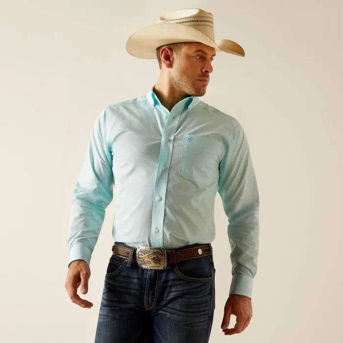 Wrinkle Free Shepard Fitted Shirt Blue Radiance Men Ariat Button Down Shirts