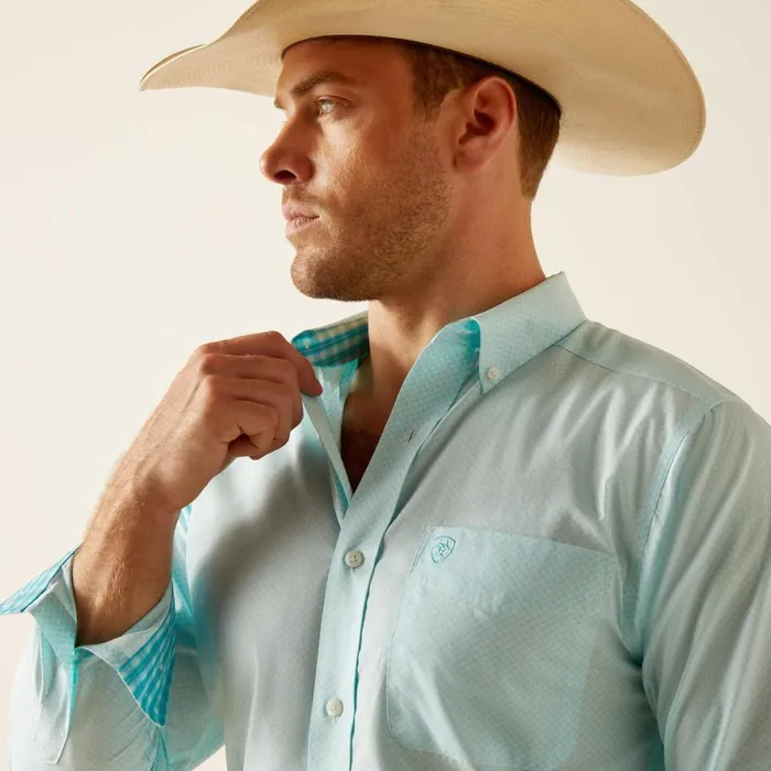Wrinkle Free Shepard Fitted Shirt Blue Radiance Men Ariat Button Down Shirts Wrinkle Free Shepard Fitted Shirt Blue Radiance Men Ariat Button Down Shirts