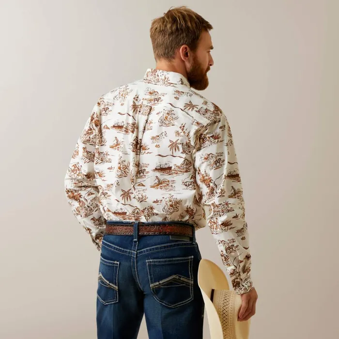 Wrinkle Resist Paniolo Western Aloha Stretch Classic Fit Shirt Sand Men Ariat Button Down Shirts Wrinkle Resist Paniolo Western Aloha Stretch Classic Fit Shirt Sand Men Ariat Button Down Shirts