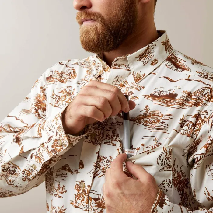Wrinkle Resist Paniolo Western Aloha Stretch Classic Fit Shirt Sand Men Ariat Button Down Shirts Wrinkle Resist Paniolo Western Aloha Stretch Classic Fit Shirt Sand Men Ariat Button Down Shirts