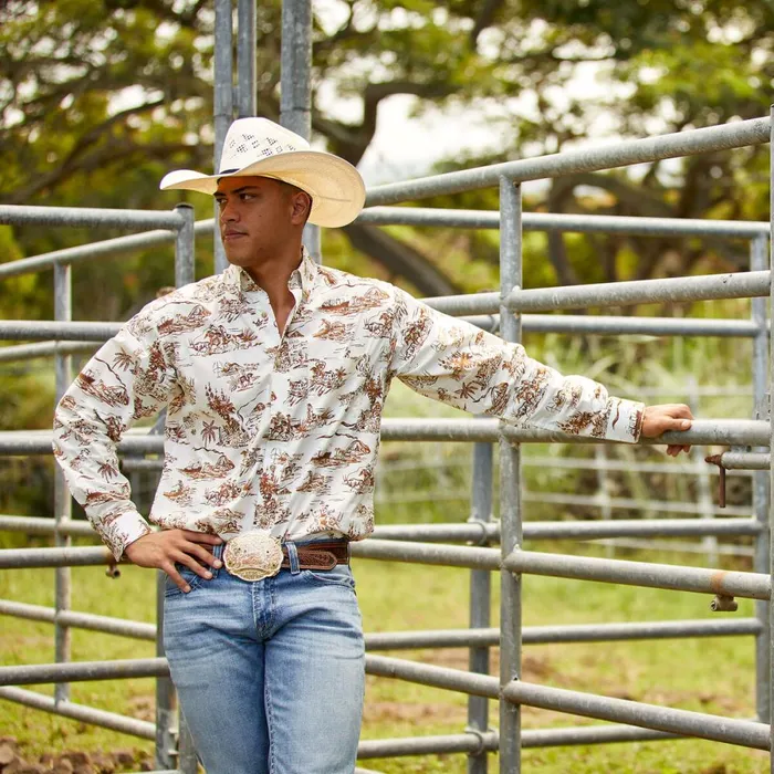 Wrinkle Resist Paniolo Western Aloha Stretch Classic Fit Shirt Sand Men Ariat Button Down Shirts Wrinkle Resist Paniolo Western Aloha Stretch Classic Fit Shirt Sand Men Ariat Button Down Shirts