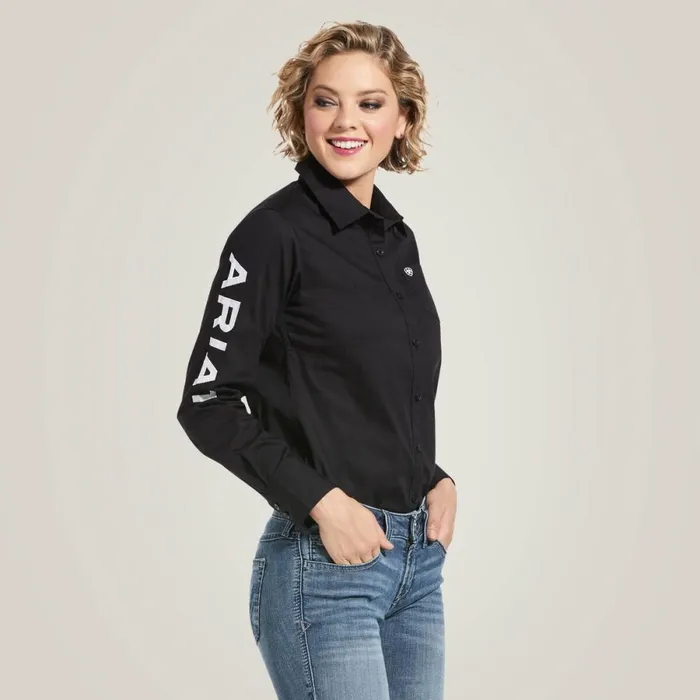 Wrinkle Resist Team Kirby Stretch Shirt Black Women Ariat TShirts and Tops