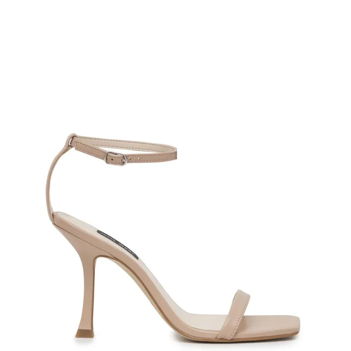 Yess Ankle Strap Sandals Barely Nude Leather Women Nine West Heeled
