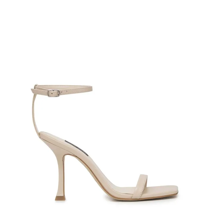Yess Ankle Strap Sandals Ivory Leather Women Nine West High Heels