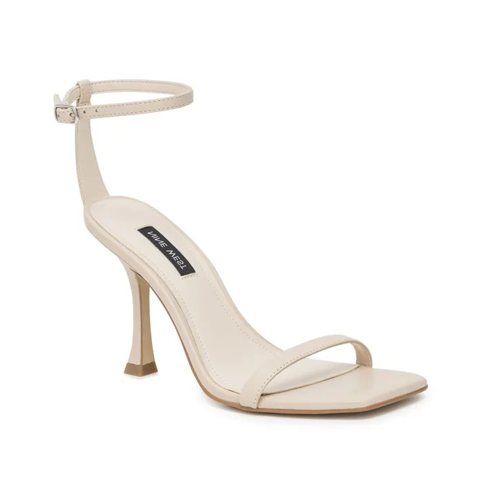 Yess Ankle Strap Sandals Ivory Leather Women Nine West High Heels Yess Ankle Strap Sandals Ivory Leather Women Nine West High Heels