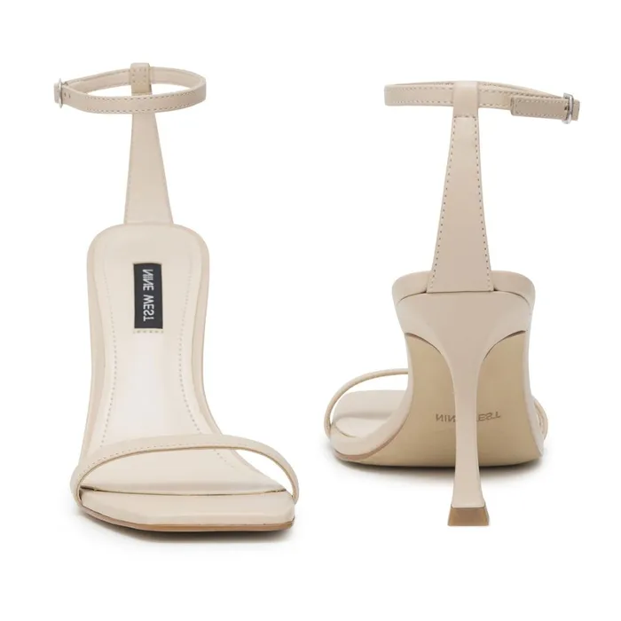 Yess Ankle Strap Sandals Ivory Leather Women Nine West High Heels Yess Ankle Strap Sandals Ivory Leather Women Nine West High Heels