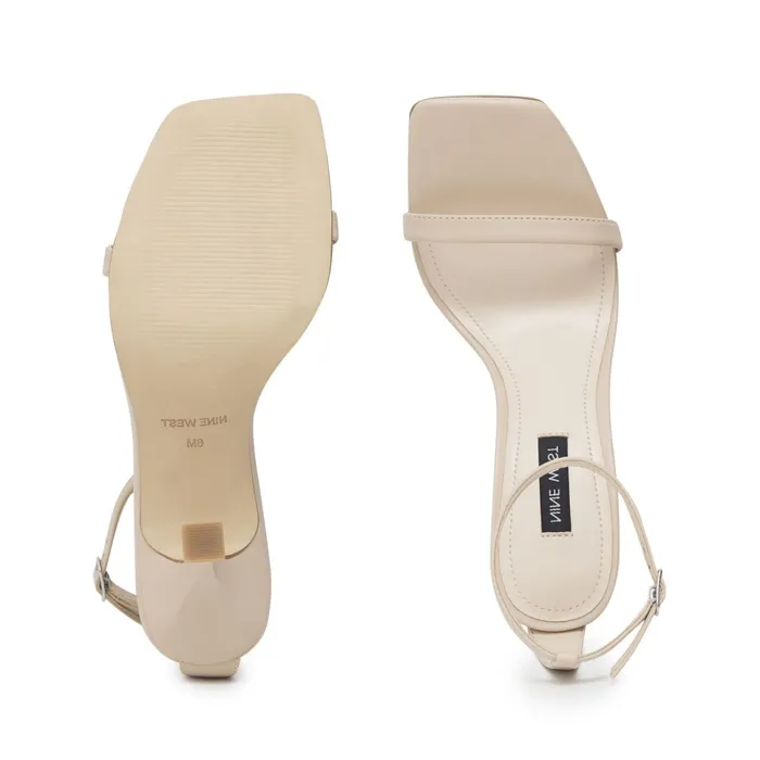 Yess Ankle Strap Sandals Ivory Leather Women Nine West High Heels Yess Ankle Strap Sandals Ivory Leather Women Nine West High Heels