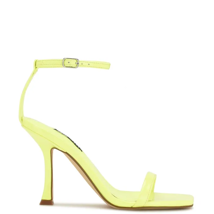 Yess Ankle Strap Sandals Neon Lime Patent Women Nine West High Heels
