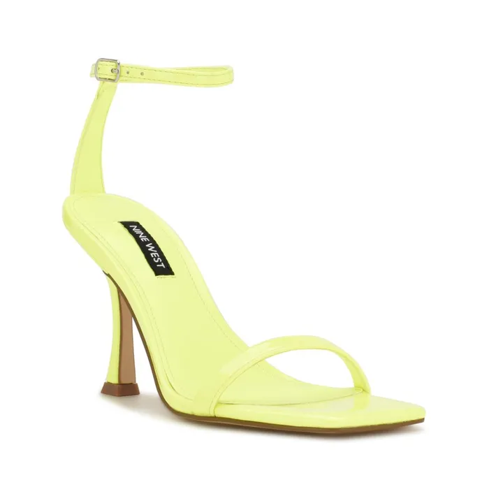 Yess Ankle Strap Sandals Neon Lime Patent Women Nine West High Heels Yess Ankle Strap Sandals Neon Lime Patent Women Nine West High Heels