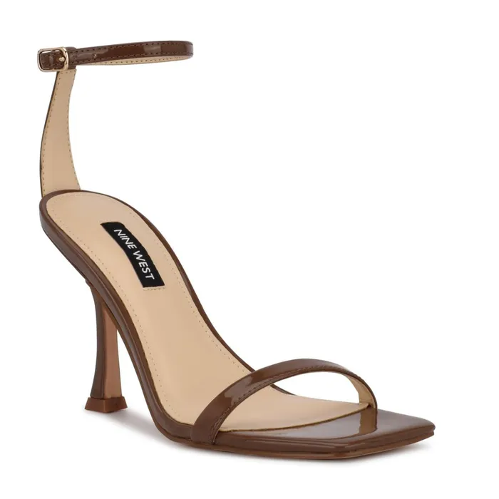 Yess Ankle Strap Sandals New Maple Patent Women Nine West High Heels Yess Ankle Strap Sandals New Maple Patent Women Nine West High Heels