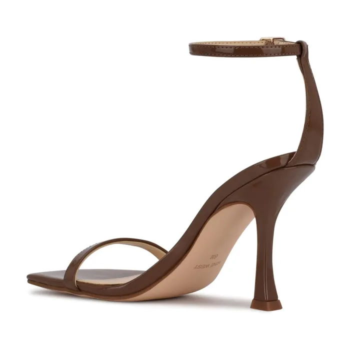 Yess Ankle Strap Sandals New Maple Patent Women Nine West High Heels Yess Ankle Strap Sandals New Maple Patent Women Nine West High Heels