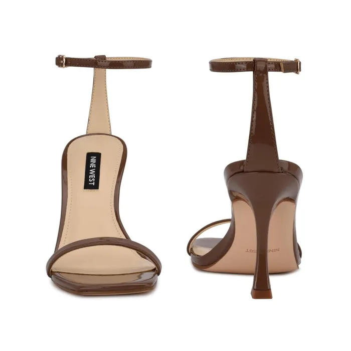 Yess Ankle Strap Sandals New Maple Patent Women Nine West High Heels Yess Ankle Strap Sandals New Maple Patent Women Nine West High Heels