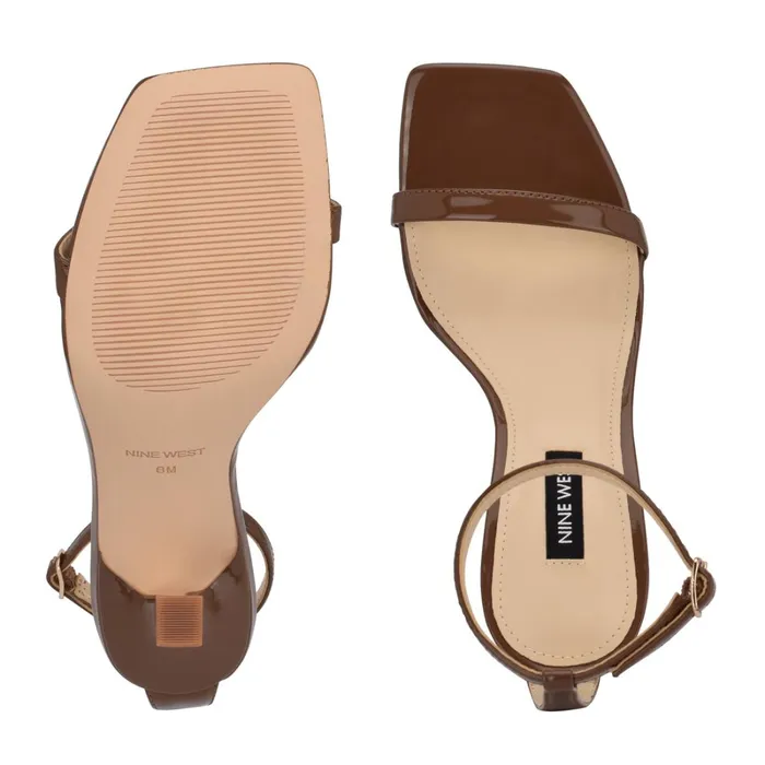 Yess Ankle Strap Sandals New Maple Patent Women Nine West High Heels Yess Ankle Strap Sandals New Maple Patent Women Nine West High Heels