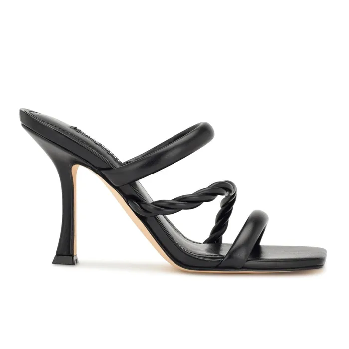 Yester Heeled Slide Sandals Black Women Nine West Heeled