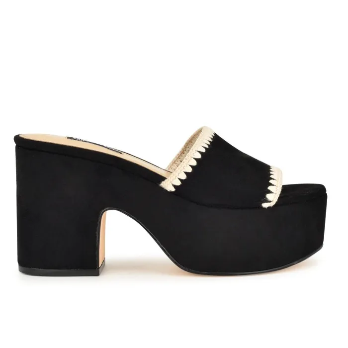 Yickie Platform Slide Sandals Black Women Nine West Dress