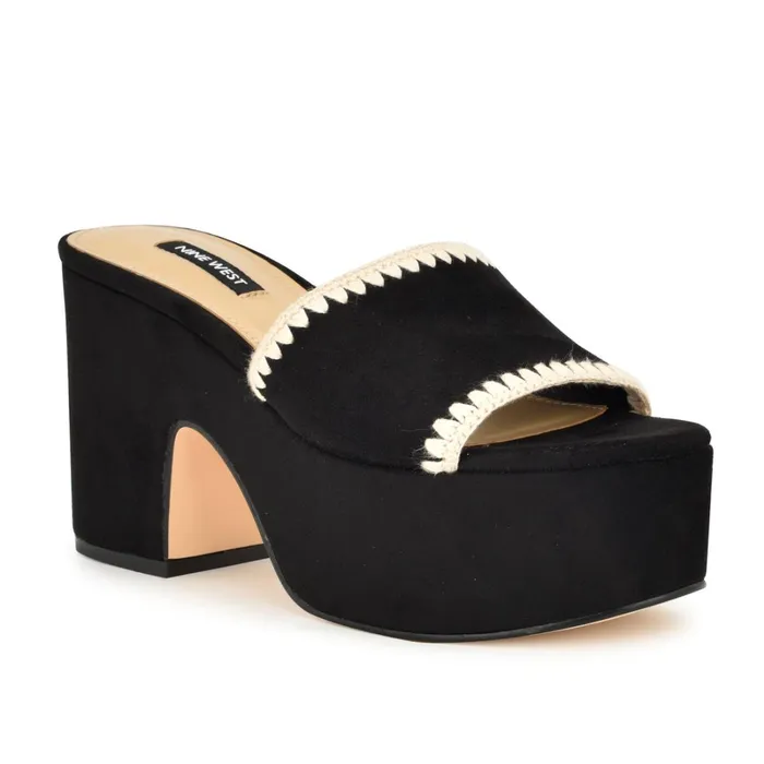 Yickie Platform Slide Sandals Black Women Nine West Dress Yickie Platform Slide Sandals Black Women Nine West Dress