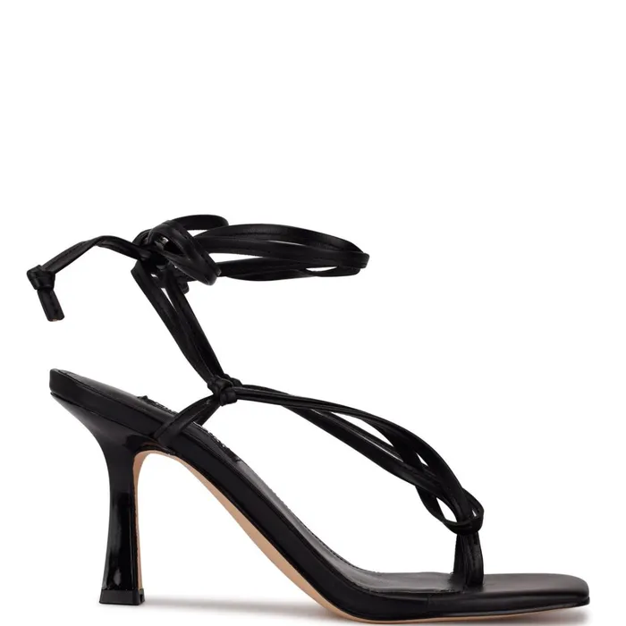 Yippie Ankle Wrap Heeled Sandal Black Women Nine West Heeled