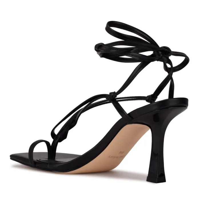 Yippie Ankle Wrap Heeled Sandal Black Women Nine West Heeled Yippie Ankle Wrap Heeled Sandal Black Women Nine West Heeled