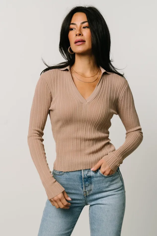 Zia Knit Top Tan Women Baltic Born Blouses Shirts