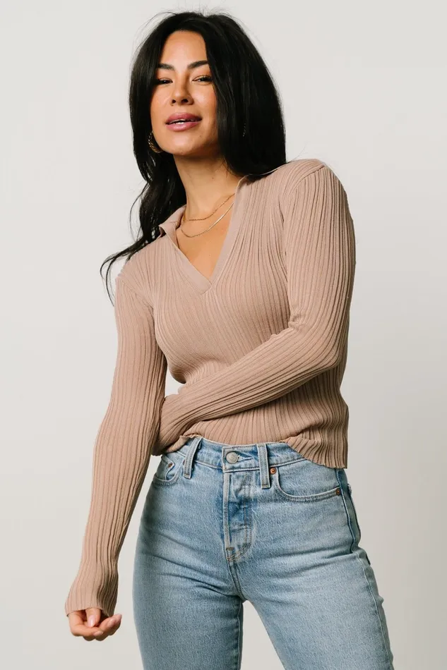 Zia Knit Top Tan Women Baltic Born Blouses Shirts Zia Knit Top Tan Women Baltic Born Blouses Shirts