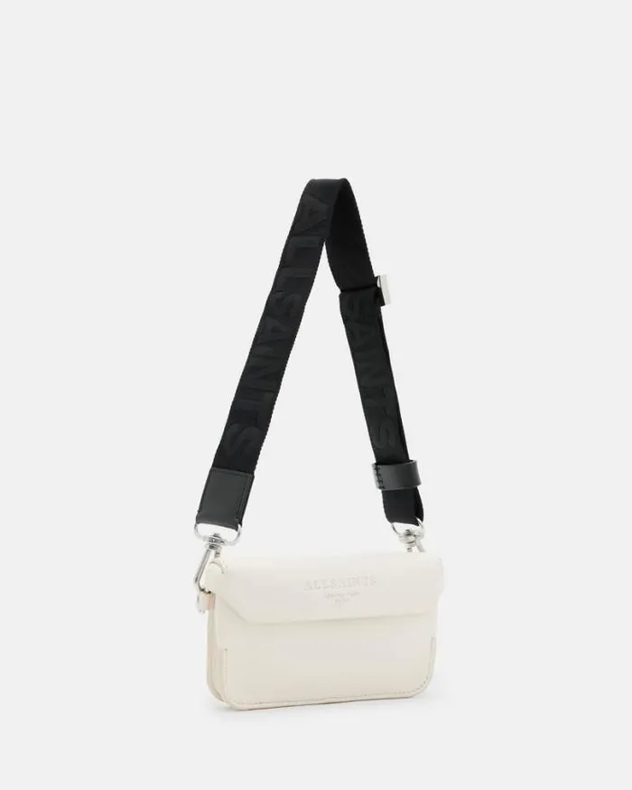 Zoe Adjustable Leather Crossbody Bag Desert White Women AllSaints Accessories