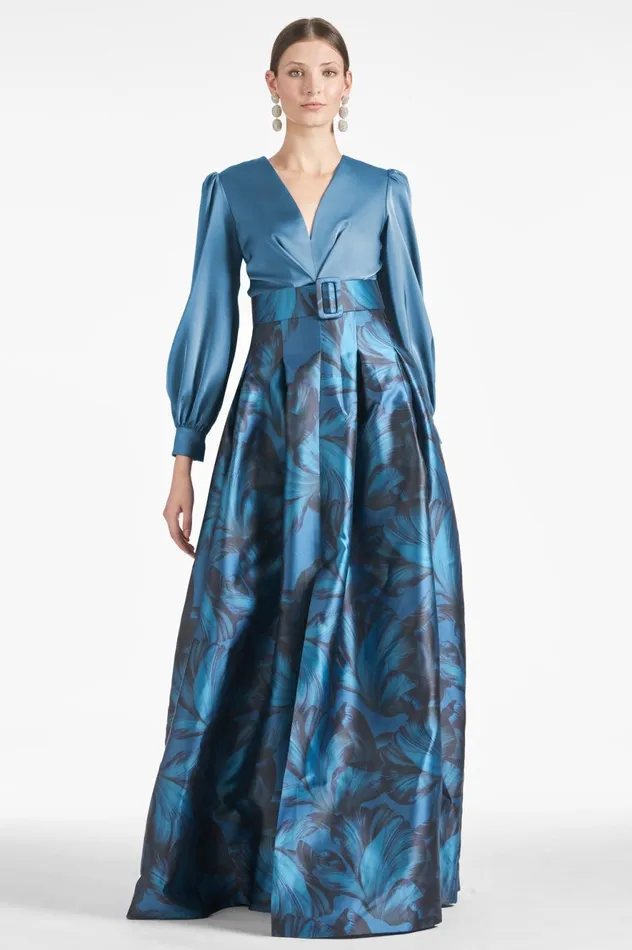 Zoe Gown 8211 Smokey SlateTonal Petal Women Sachin and Babi Evening