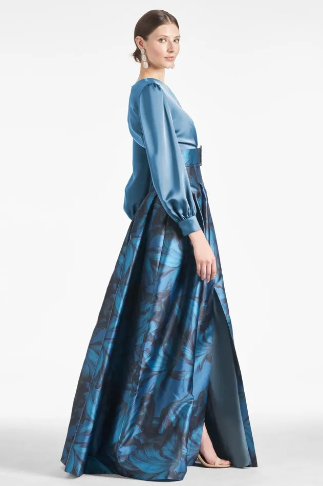 Zoe Gown 8211 Smokey SlateTonal Petal Women Sachin and Babi Evening
